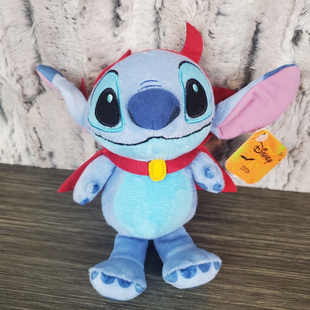 Disney's Stitch 7" Plush Stuffed Animal Toy Red Cape With Devil Ears Costume